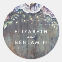 Boda Rústico Floral Azul Pluma Púrpura