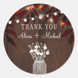 Pegatina Redonda Boda rústico otoño gracias personalizado