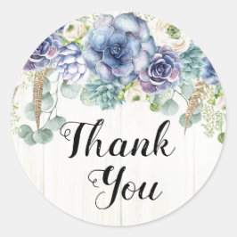 Pegatina Redonda Boda Rústico Suculento de Eucalyptus Moda Boho