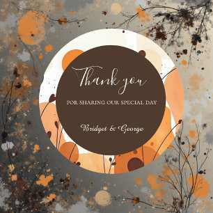 Pegatina Redonda boda rústico terracotta mandala boho