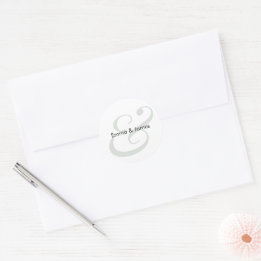 Pegatina Redonda Boda Sage Ampersand | Sobre con Monograma