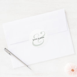 Pegatina Redonda Boda Sage Ampersand | Sobre con Monograma