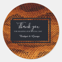 Pegatina Redonda boda salvaje de piel de serpiente de lujo