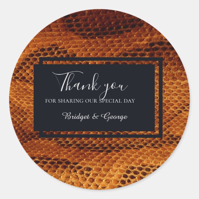 Pegatina Redonda boda salvaje de piel de serpiente de lujo (Anverso)