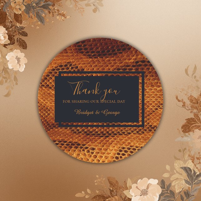 Pegatina Redonda boda salvaje de piel de serpiente de lujo (Subido por el creador)