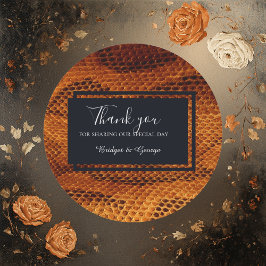 Pegatina Redonda boda salvaje de piel de serpiente de lujo