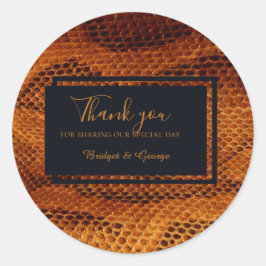 Pegatina Redonda boda salvaje de piel de serpiente de lujo