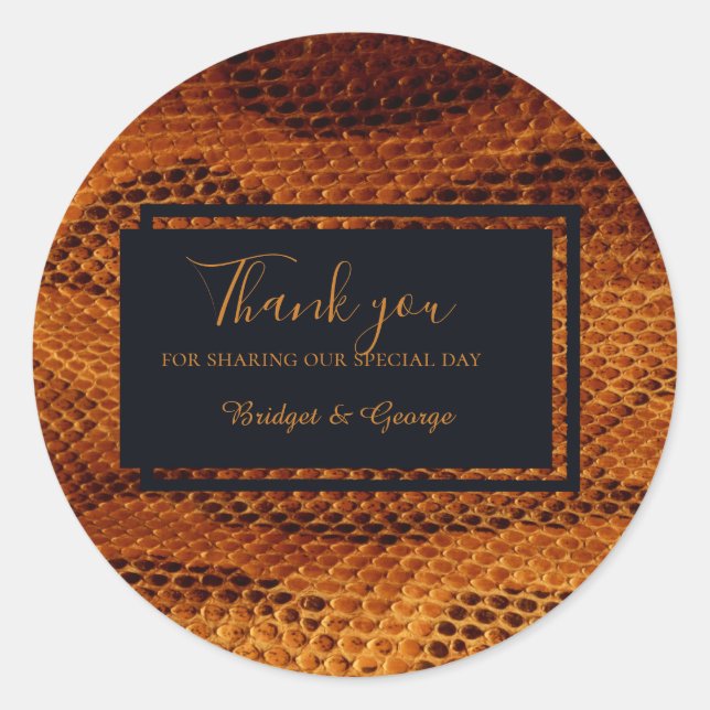 Pegatina Redonda boda salvaje de piel de serpiente de lujo (Anverso)