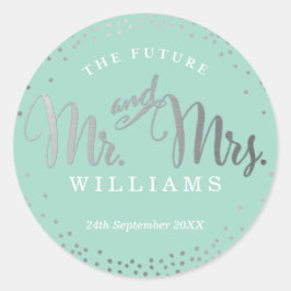 Pegatina Redonda BODA SEAL elegante mini confit de plata