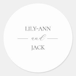 Pegatina Redonda Boda sencillo de escritura en monograma de estilo 