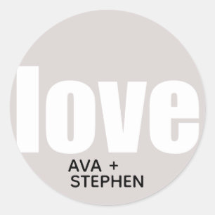 Pegatina Redonda Boda simple de amor rosado