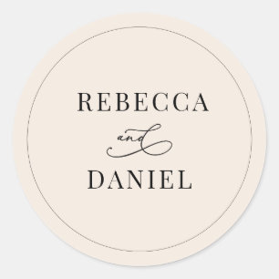 Pegatina Redonda Boda simple de Boho Neutral Rubor personalizado