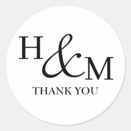 Pegatina Redonda Boda Simple Elegante Moderna Monogramada