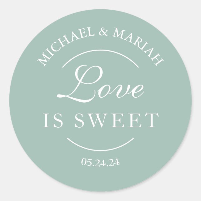 Pegatina Redonda Boda Simple Elegante Moderno Gracias (Anverso)