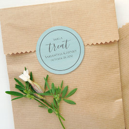 Pegatina Redonda Boda Simple Turquesa Caligrafía Script Regalo 