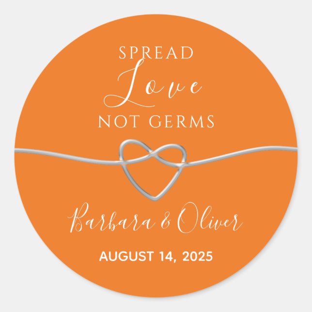 Pegatina Redonda Boda Spread Love Not Germs (Anverso)