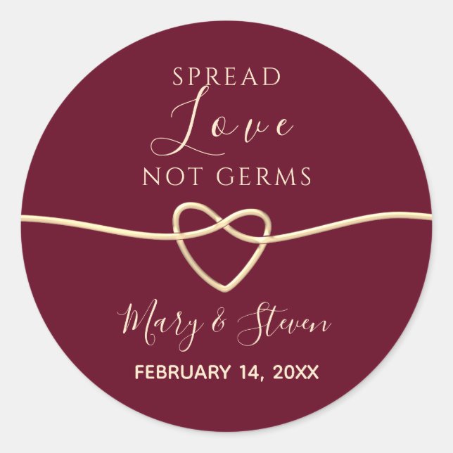 Pegatina Redonda Boda Spread Love Not Germs (Anverso)