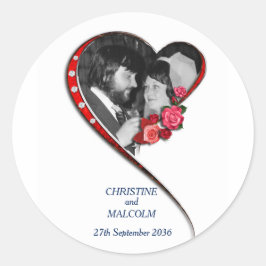 Pegatina Redonda Boda Swirling Heart