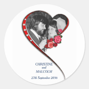 Pegatina Redonda Boda Swirling Heart