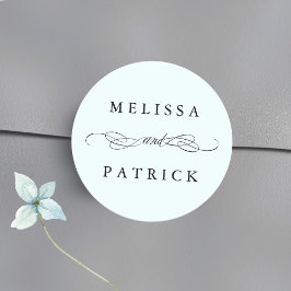 Pegatina Redonda Boda Swirly Y Script