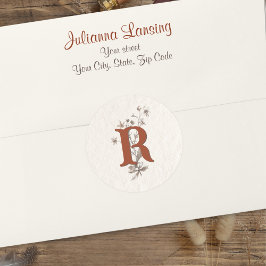 Pegatina Redonda Boda Terracotta Boho Wildflowers Envelope