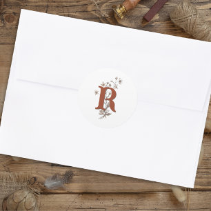 Pegatina Redonda Boda Terracotta Boho Wildflowers Envelope