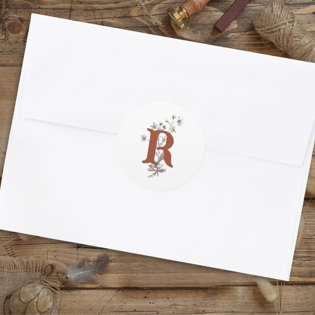 Pegatina Redonda Boda Terracotta Boho Wildflowers Envelope (Subido por el creador)
