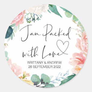 Pegatina Redonda Boda Tratar Jar Favor Jam Empaquetado Con Amor