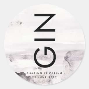 Pegatina Redonda Boda Ultra Moderna de Género Neutral