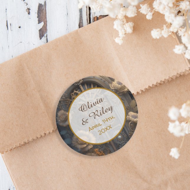 Pegatina Redonda Boda único de Copper Steampunk (Subido por el creador)