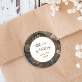 Pegatina Redonda Boda único de Copper Steampunk