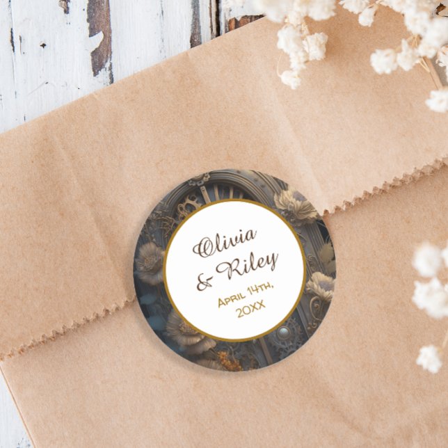 Pegatina Redonda Boda único de Copper Steampunk (Subido por el creador)