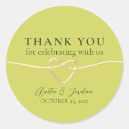 Pegatina Redonda Boda Verde Moderno Gracias