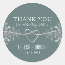 Pegatina Redonda Boda Verde Salvia