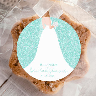 Pegatina Redonda Boda Vestido Bridal Shower