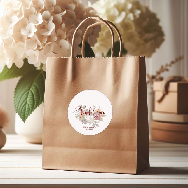 Pegatina Redonda Boda Vestido Otoño Bridal Shower Gracias (Subido por el creador)