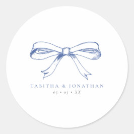 Pegatina Redonda Boda Vintage Blue Bow