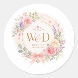 Pegatina Redonda Boda W&D