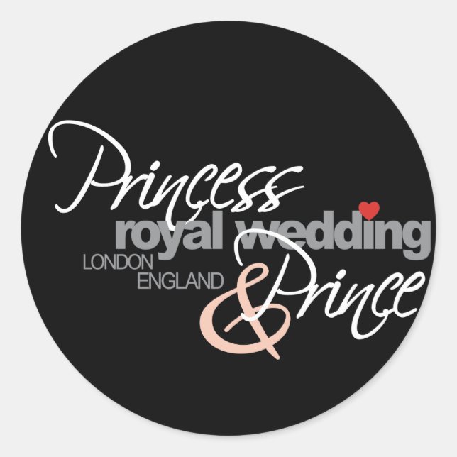 Pegatina Redonda Boda William & Kate Royal (Anverso)