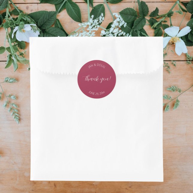 Pegatina Redonda Boda Wine Red Stylised Gracias (In Situ Wedding)