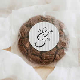 Pegatina Redonda Boda y símbolo de guión de monograma de banda