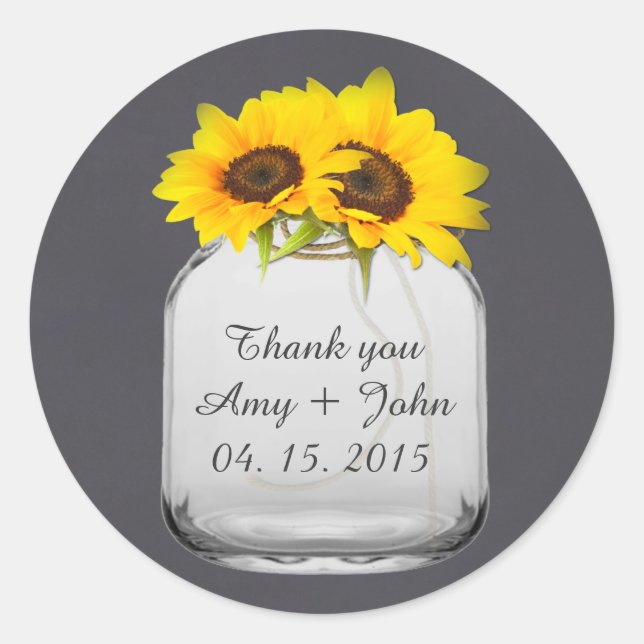 Pegatina Redonda Bodas de girasol jarrón marrón marrón soleado7 (Anverso)