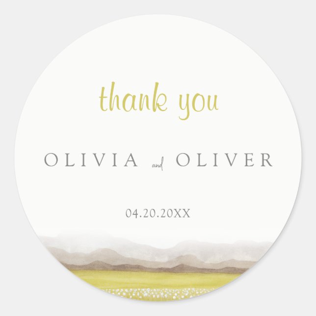 Pegatina Redonda Bodas en flor (Anverso)