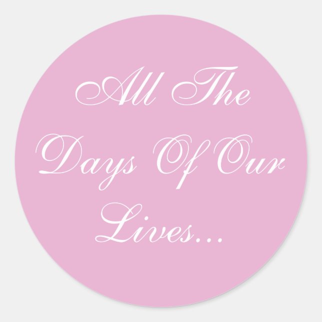 Pegatina Redonda Bodas invitan a Perla Rosa (Anverso)