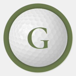 Pegatina Redonda Bodega de golf Olive Green Monogram