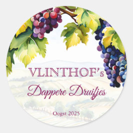 Pegatina Redonda Bodega de viñedos ducha de novia estampada