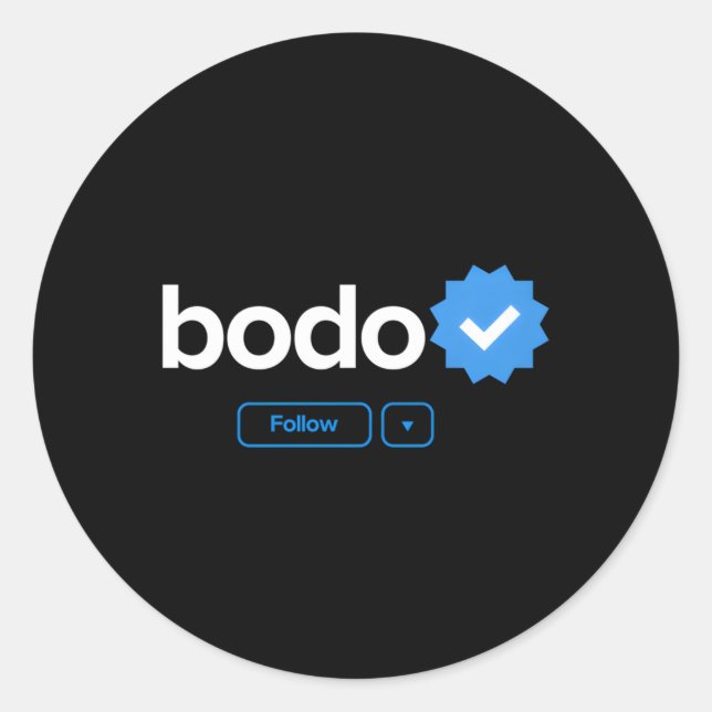 Pegatina Redonda Bodo Primer nombre placa comprobada para medios so (Anverso)