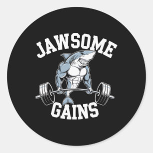 Pegatina Redonda Bodybuilder Shark Lover Gym Fitness Workout Bodybu