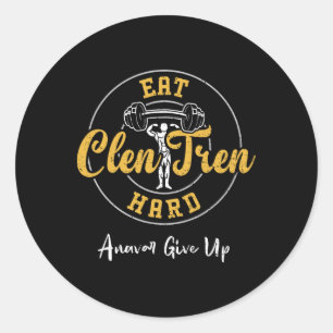 Pegatina Redonda Bodybuilding En Clen Tren Hard Anavar Give Up - G