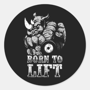 Pegatina Redonda Bodybuilding Gym Fitness Training Muslo Rhino Gif